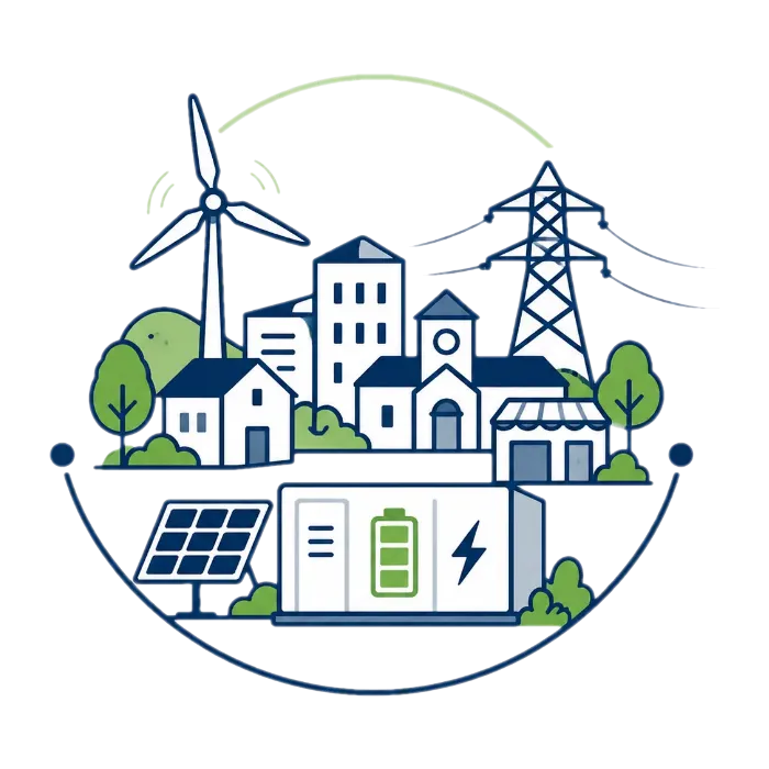 地域の電力供給を支える系統用蓄電池のイメージ
