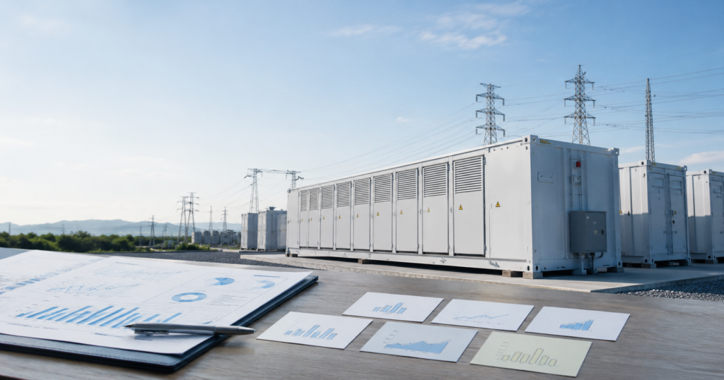 系統用蓄電池の感度分析で市場価格・稼働率・費用などの前提条件を比較するイメージ
