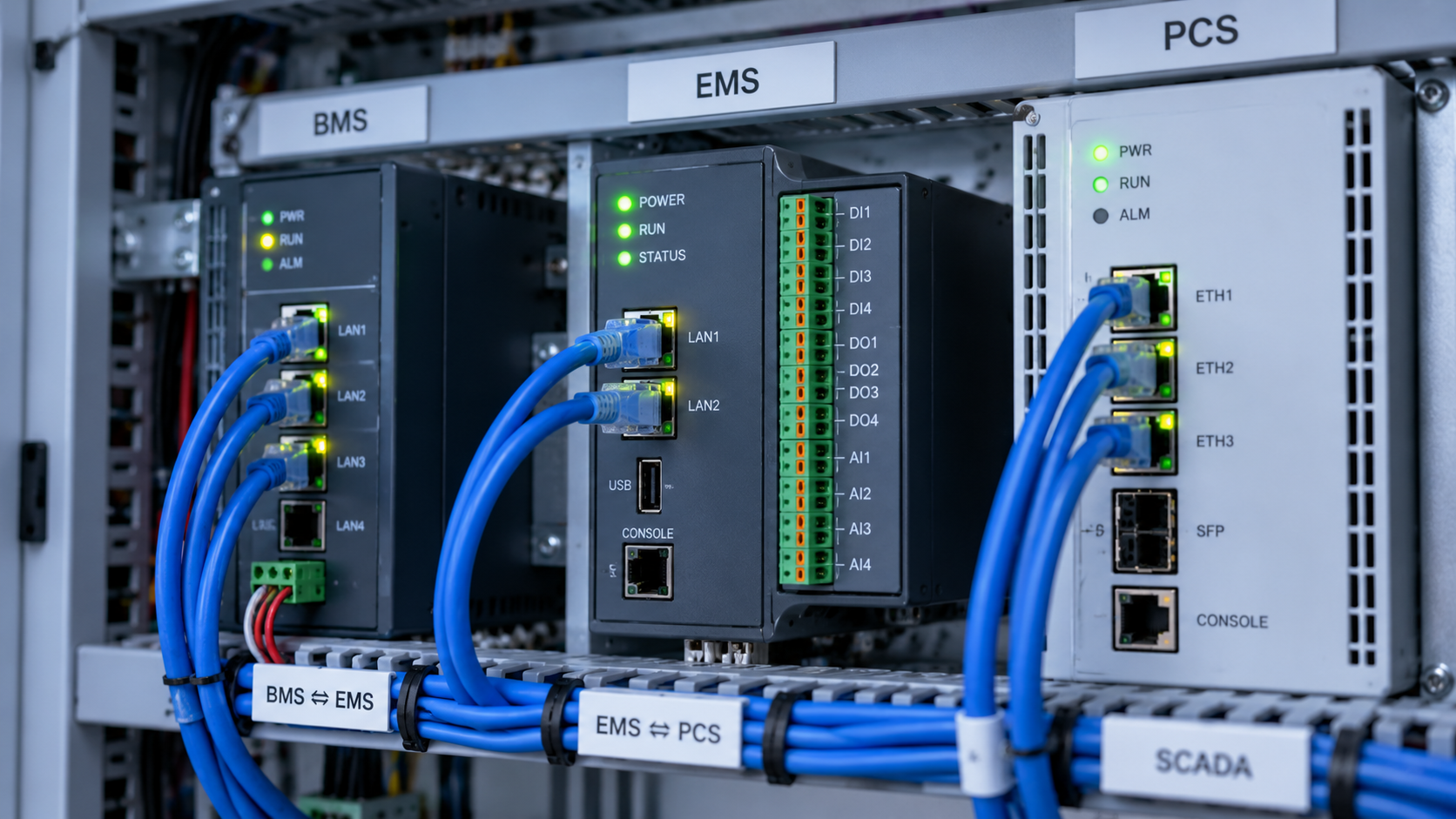 PCSとEMS・BMSをつなぐ通信経路を示すイメージ
